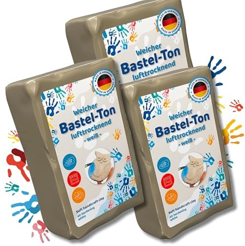work'n'life Bastel-Ton 7,5 kg lufttrocknend – Modelliermasse ohne Brennen | Geschmeidiger Kinder- Ton für kreative Projekte – leicht formbar und nach dem Trocknen bemalbar.