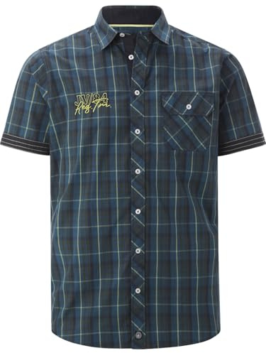 Jan Vanderstorm Herren Kurzarmhemd Emyls | Reine Baumwolle | Kariert | Gr. L-7xl Petrol, 55/56