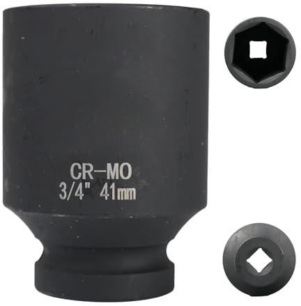 Flewdart llave vaso 41mm 3/4 6 caras, llave vaso 41 mm 3/4, Longitud 78 mm, acero de cromo y molibdeno, CR - MO (41mm)