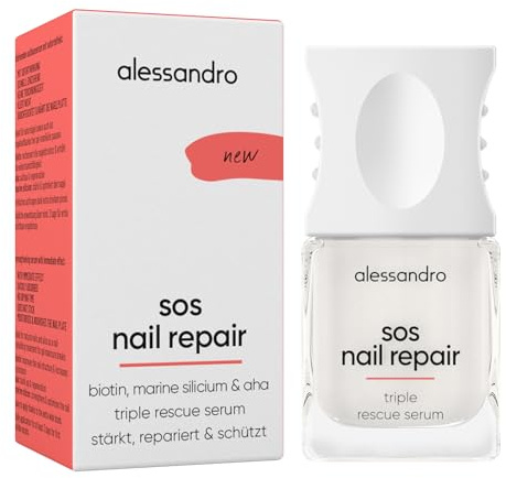 alessandro SOS Nail Repair Serum, Nagelserum für brüchige Nägel, 10ml | Nagelaufbauserum mit Biotin, AHA & marinem Silizium, schnelltrocknend & ohne Entfernen, sichtbare Ergebnisse nach 3-6 Tagen