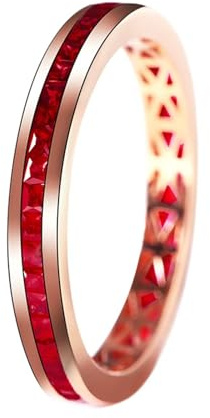 Anello Fede Nuziale Oro 18 Carati, Anello Donna Fidanzamento Rosso 1.2 Carati Ruby Creato In Laboratorio Fila Di Perforazione Oro Giallo 750 Misura 27