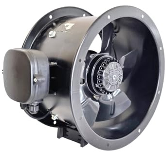 HA&K - FANS Industrial Duct Fan 250mm / 10″ Cased Axial Extractor – Commercial Kitchen Canopy Ventilation, 220V 50Hz – Restaurant, Warehouse, Office Exhaust (No Controller) ST