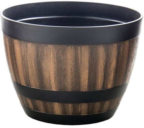 SUPVOX Maceta de Imitación de Madera 30 Cm sin Agujero para Hidroponía Maceta Decorativa de Plástico Resistente y Vintage para Jardín Balcón Suculentas