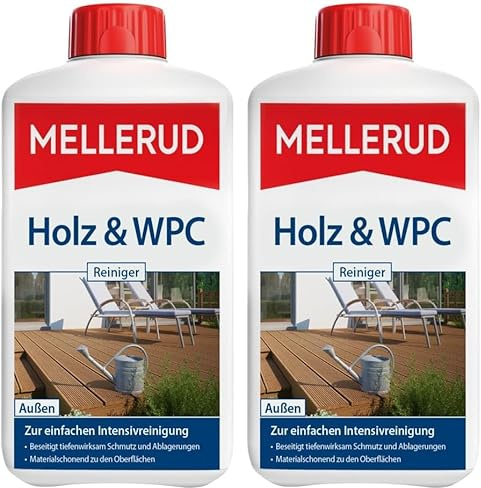 MELLERUD Holz & WPC Reiniger | 1 x 1 l | Zuverlässige Tiefenreinigung von Allen Holz-, WPC- und BPC-Arten im Innen- und Außenbereich (Packung mit 2)