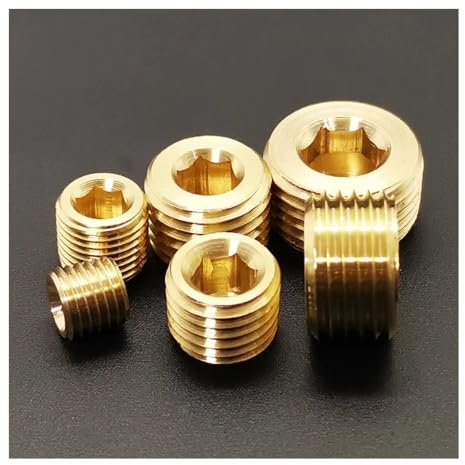 MDBJTCYZN 1/81/43/81/23/41 BSPT Male Brass Countersuck End Pipe Fittings Hex Allen Socket Water Gas Oil Fuel Propane(1/4)