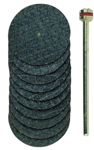 PROXXON 28808 10 x Trennscheiben mit Gewebebindung Ø22 mm + 1 Träger