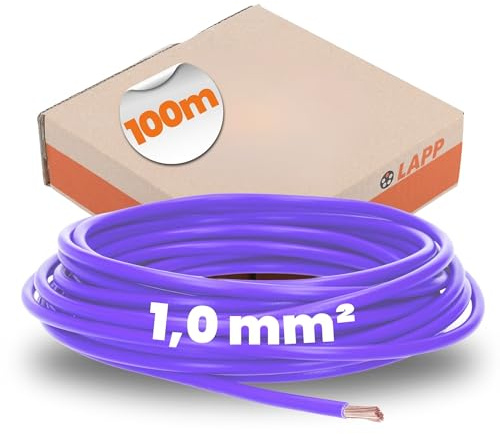 Lapp 100m H05V-K 1,0 mm² Violett - Verdrahtungsleitung Aderleitung Flexibel | PVC Einzelader Litze für Schaltschrank und Leuchten - Feindrahtige Kupferlitze - Meterware für trockene Räume