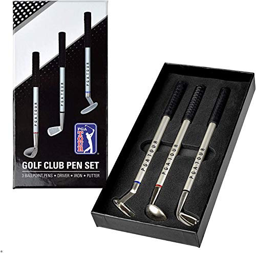 PGA TOUR Geschenkset Mit 3 Golfschläger-kugelschreiber, silber / blau, PGAT166