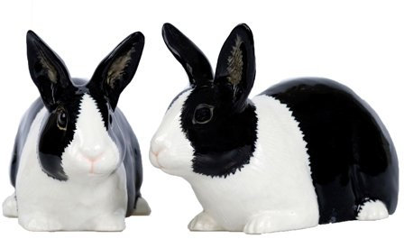 Quail Ceramics Salière & poivrière Noir et Blanc Lapin Néerlandais