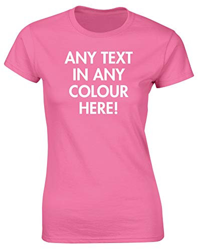 Hippowarehouse Personalised Womens Fitted Short Sleeve t-Shirt (Specific Size Guide in Description) Pink