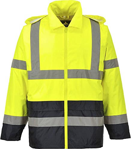 Portwest Klassische Kontrast Warnschutz-Regenjacke, Größe: L, Farbe: Gelb/Schwarz, H443YBRL