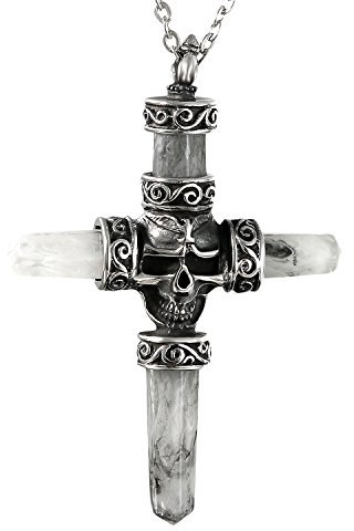 OIDEA Herren Kreuz Halskette mit Schädel: RetroTotenkopf Vintage Skull Kreuuzanhänger aus Edelstahl Harz Kettenanhänger 55 cm O Kette Schmuck Geschenk für Männer Jungs