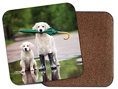 Dessous de verre humoristique Golden Retriever – Chiot chiot adorable blague animaux de compagnie #15644