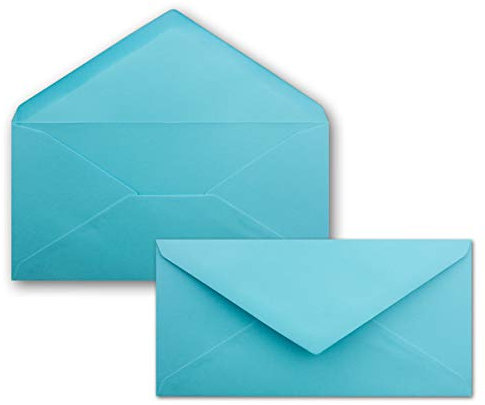 25 Brief-Umschläge Türkis DIN Lang - 110 x 220 mm (11 x 22 cm) - Nassklebung ohne Fenster - Ideal für Einladungs-Karten - Serie FarbenFroh