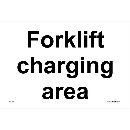 GE700 Forklift Charging Area Sign Chargers Batteries Station Warehouse Electric 400mm x 300mm Sticker/Sav - White Background