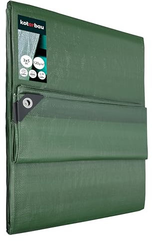 KOTARBAU® Telone PVC protettivo in tessuto 3 x 5 m verde 120 g/m2 Teloni con occhielli rinforzati telo per coprire legna impermeabile occhiellato teloni pvc usati