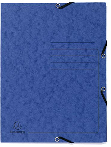 Exacompta 55402E Eckspannmappe Colorspan Karton 355 g/m², 24 x 32cm, für DIN A4, Gummizug, 3 Klappen, 1 Stück, Blau