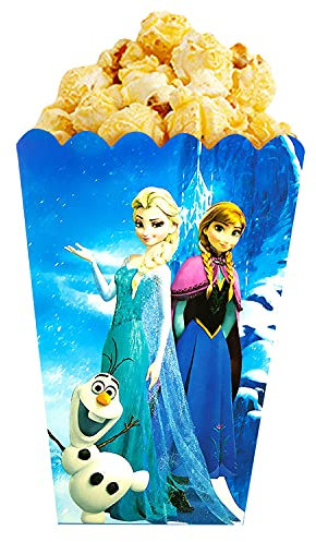 Qemsele Bolsas de palomitas de maíz, 30 Cajas de palomitas de maíz contenedores de Palomitas de maíz para fiestas de cumpleaños, noches de cine, carnaval, teatro y regalos de fiesta (Frozen)