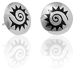 pakilia Ohrstecker Sol azteca - fair trade Ohrringe, Handarbeit aus Mexiko, 925 Sterling Silber