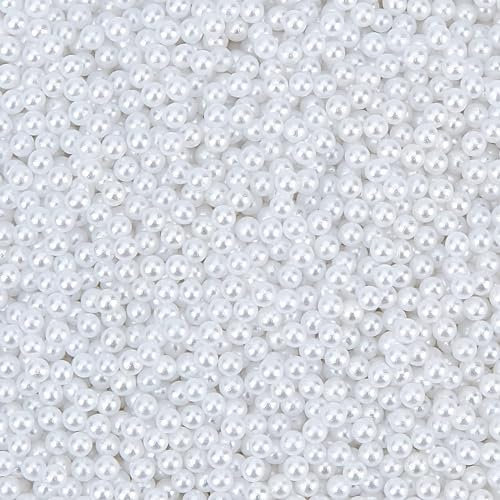 OLYCRAFT 10000pcs 1.5~2mm White Pearl Beads No Hole Mini Loose Acrylic Pearl Beads Small Resin Filling Material for Resin Crafting, Nail Art, Makeup, Jewelry Making and Wedding