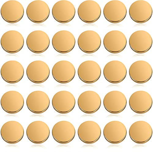 Chuangdi 30 Stücke Metall Flach Knopf Legierungsschaft Knopf Rund Geformt Nähknopf Metall Knopf für Frauen Anzug Wolle Mantel Hemd Hosen Nähen Handwerk (25 mm, Gold)