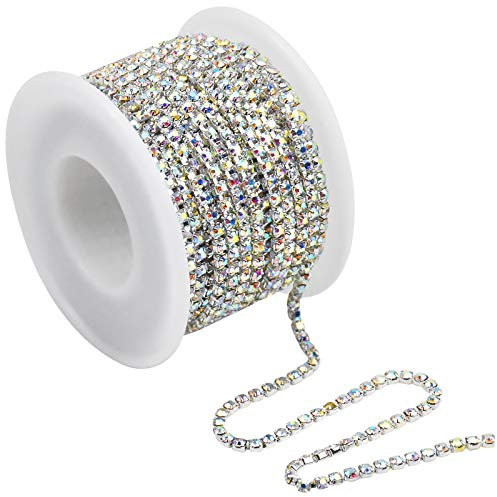 Chstarina Strasssteine Klaue Kette, 10m 2.8mm kristall Rhinestones Diamant Kette strassband für Bastelarbeiten Kunstwerke Schmuck Nähen Handwerk DIY Hochzeit Deko (Silber)