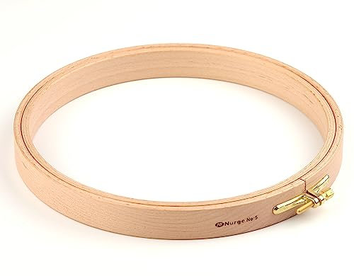 Nurge Hochwertiger Stickrahmen aus Holz, 24 mm, Kreuzstichrahmen mit vergoldeter, verstellbarer Messingschraube (Nr.: 5)