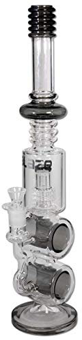 Blaze Glass Rachenkracher Percolator Bong | Klar 50 cm | Glasbong 18,8 (NS 19) aus Borosilikatglas mit Trommelperkolator | Kräuter Perkolator Bong mit Lift-Off-Kopf & Rundfuß | Ø 65/32mm