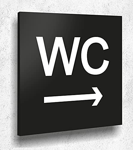Plaque de porte WC avec inscription « Besucher » - Noir mat - Impression UV - 12 x 12 cm - Verre acrylique de 3 mm - Fabriqué en Allemagne