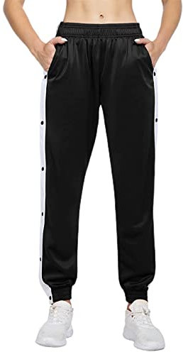 Dazzerake Pantaloni da Jogging Sportivi da Donna a Righe Laterali con Spacco Alto Pantaloni Sportivi da Tuta Larghi con Chiusura a Bottoni a Pressione Pantaloni Hip Pop (Nero, M) …