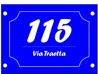 StickerLab - Numero Civico Personalizzato per Esterno, Made in Italy - Disponibile su Varie Misure e Colori - Fondo in Acciaio Spazzolato ed Inciso in Nero - Spessore HD in Laminato Plastico da 3,2mm