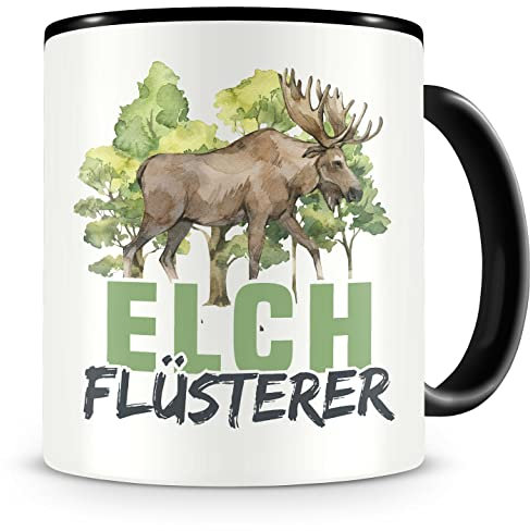 Samunshi® Elch Tasse mit Spruch Elch Flüsterer Geschenk für Elch Fans Kaffeetasse Lustige Tassen zum Geburtstag 300ml
