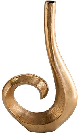 Moderne Vase Wave 47cm Gold Aluminium poliert Dekoration Blumenvase Wohnaccessoire Dekovase