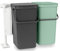 Brabantia Sort and Go Einbaubehälter, 2 x 16 l, Jadegrün/Grau