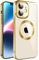 S. Dawezo Klare Magnetische Hülle für iPhone 12, kompatibel mit MagSafe Kabelloses Laden, Militärnorm Schutz, Kratzfest, Stoßfest, Schlanke Transparente Silikonhülle für iPhone 12 Hülle, Gold