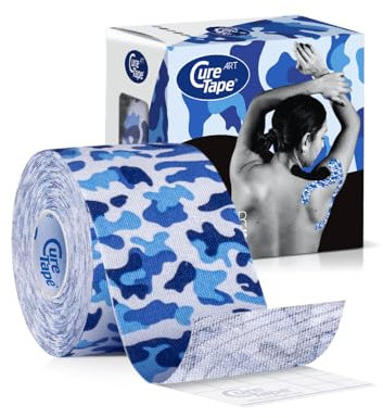 CureTape® Kinesiotapes | 2 Kinesiologie Tape Rollen | Wasserfestes & Latexfreies Kinesiotape | Hautfreundliches Physio Tape | Sporttape für Verletzungen & Beschwerden | 5cm x 5m | Army Blau