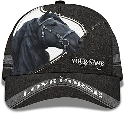 Damen Herren Baseball Kappen Vintage Basecap Mode Outdoor Hut Für Golf Reisen Laufen Schwarzes Pferd 3D Anpassen Für Reiter Bauer Cowboy Cowgirl Casual Farm Animal Design