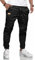 LIUPMWE Herren Hose Chino Cargohose Jogginghose Baumwolle Casual Sporthose Sweatpants Herren mit Taschen Freizeithose Elastische Taille mit Kordelzug,L,Schwarz