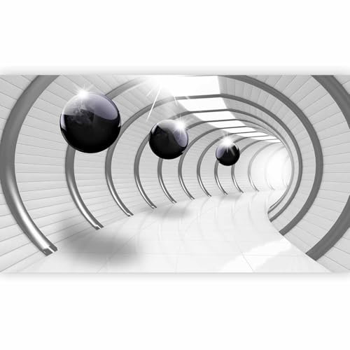 murando - PREMIUM Fototapete XXL 3D Effekt 500x280 cm Vlies Tapeten Wandtapete XXL Moderne Wanddeko Design Wand Dekoration Wohnzimmer Schlafzimmer Tunnel Kugel Abstrakt schwarz weiß