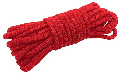 Jukway Kordel 8mm 10 Meter Weiches Solides Geflochtenes Baumwollseil Baumwollkordel, Baumwollknoten-Bindeseil Dickes Allzweckseil Schnur zum Bündeln, Basteln DIY Dekoration (10m Rot, 1)