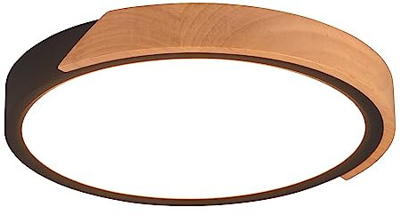 Reality Leuchten LED Deckenleuchte Jano R67201132, Kunststoff Schwarz matt, Holz, inkl. 20 Watt LED, Switch Dimmer