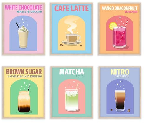 Jack Meets Kate Adrette Raumdekoration, ästhetisch, Kaffee-Poster für Zimmer, ästhetisch, Kaffeebar, Wanddekoration, ästhetisch, Wohnungsdekoration, Wohnheim-Dekoration, trendige Wandkunst, ungerahmt,