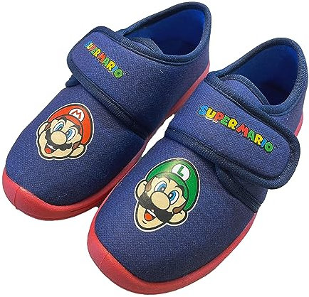 Leomil Super Mario Hausschuhe Hausschuhe Kinder Junge 25, Ideal für Kindergarten oder Zuhause, Blau