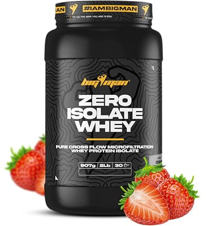 BigMan | Proteína Zero 910Gr (Fresa) 2Lb | Proteína Isolate | Proteína Aislada | Proteína de Asimilación Rapida con Lactasa | Proteína Intolerantes Lactosa | Proteína 85% Maxima Calidad