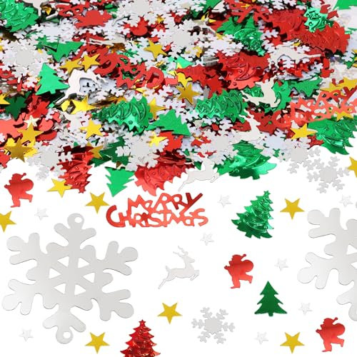 PPhtony 80 g con purpurina de confeti de Navidad, árbol de Navidad, copo de nieve, lentejuelas de Papá Noel, para tarjetas de Navidad de resina, decoración de mesa, globos de nieve, manualidades,