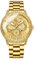 JewelryWe Uhren Herren Edelstahl Drache: Datum Kalender 30m wasserdichte Analog Quarz Armbanduhr Männer Gold Edelstahl Armband Uhr mit geprägten golden Drachen Zifferblatt und Leuchtzeiger