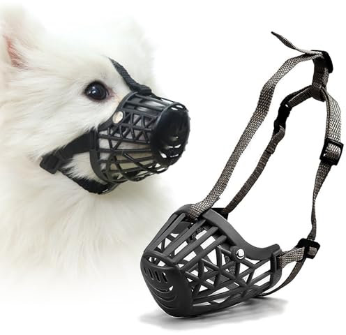 PETCUTE Maulkorb Hund,Korbmaulkorb füR Hunde,Verstellbar und Sicher Atmungsaktiv Maulkorb Für Kleine Mittlere Große Hunde mit Wattiertem Nasenstück,Beißschutz,Schwarz XS
