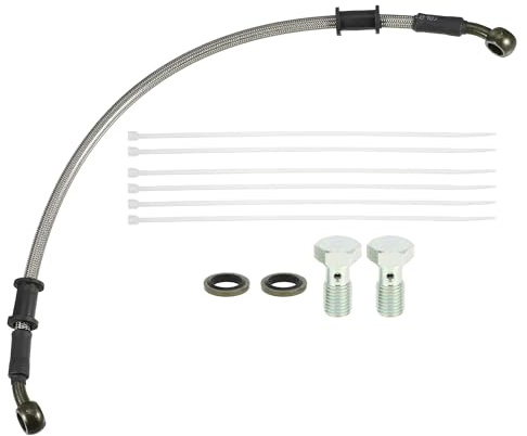 QUARKZMAN Brems- Und Kupplungsleitungsschlauch Universal 40CM Für Motorrad | Silber,Armeegrün, Schwarz,Metall, Kunststoff, Gummi, Für Motorräder, ATVs, Dirtbikes, Roller, 8mm Außendurchmesser, 28 Grad