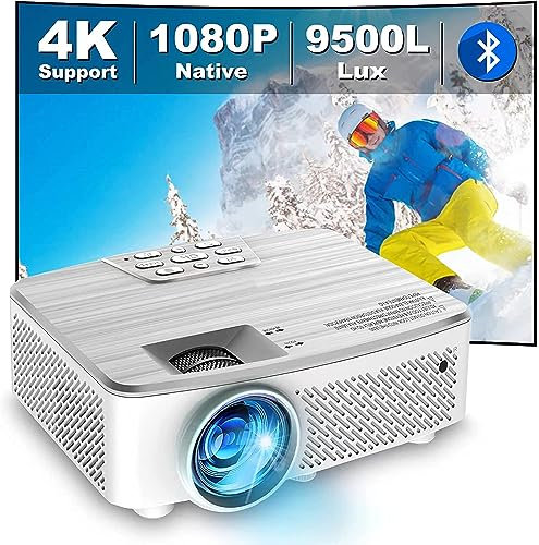 BEXTZUBY Native Projector 1080P Native Support 4K, Portable Projector 200''Display for TV Stick, Home Theatre, Android/iOS