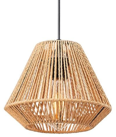 GUANSHAN Papier String gewebte Pendelleuchte Pastoral Pendelleuchte Imitation Rattan Deckenlampe Hängeleuchte Pendelleuchte Befestigung für Wohnzimmer, Wohnzimmer, Esszimmer